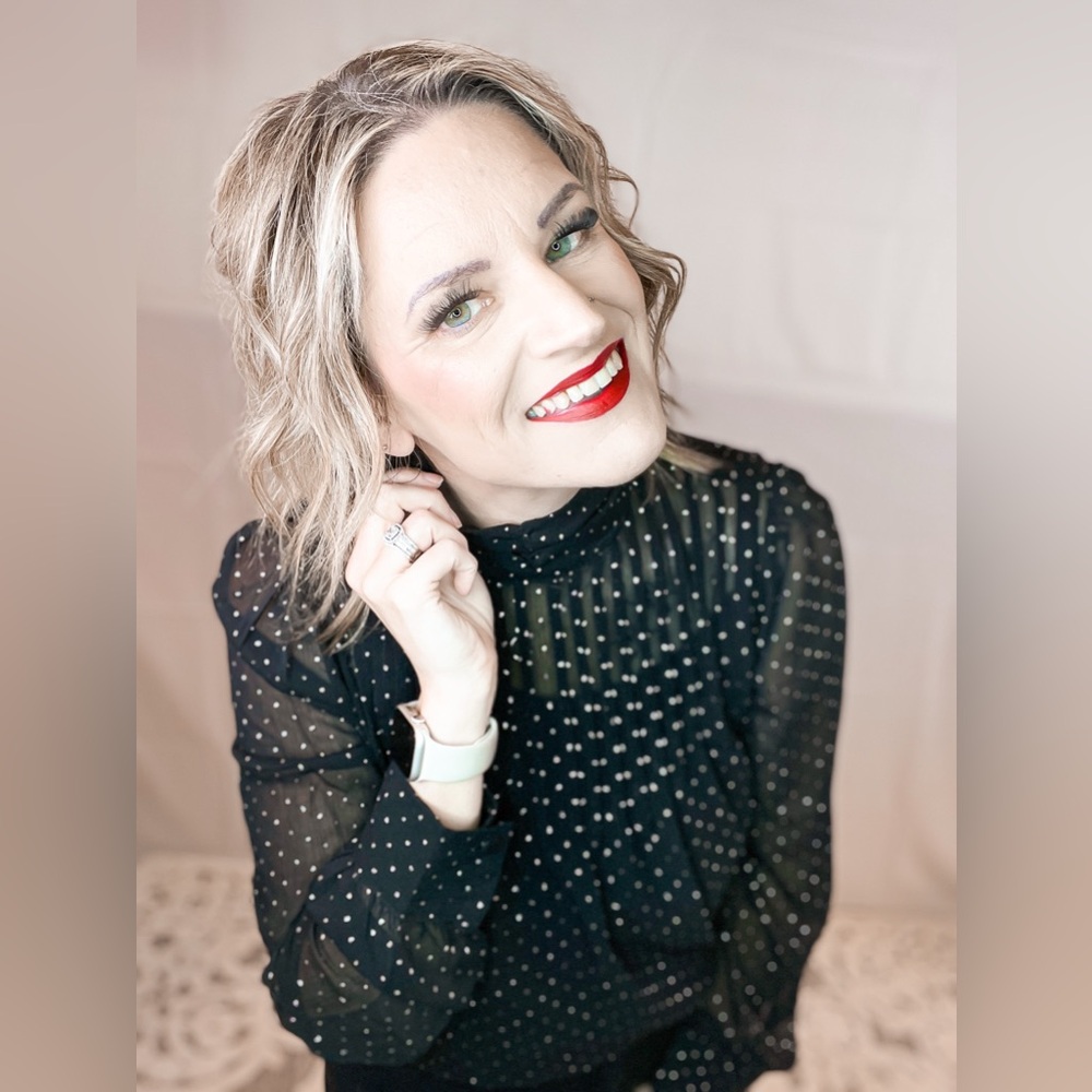 NWT! Black Sheer Polka Dot Blouse
